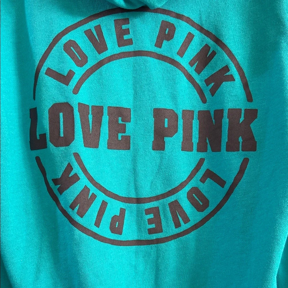 Victoria's Secret PINK Teal Zip-Up Hoodie with Silver Zipper